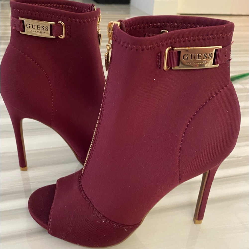 Guess Women's Wine Heeled Ankle Boots